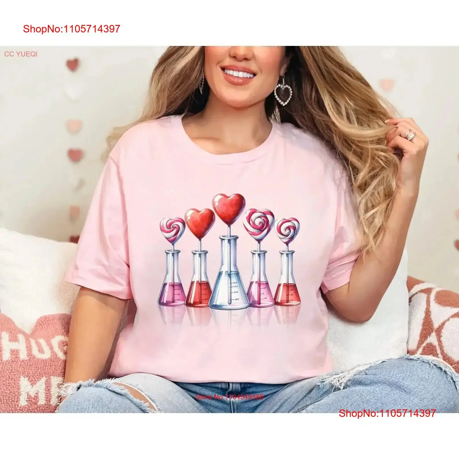 Valentine Lollipop Science T Shirt Great for a Teacher Scientist Lab Tech Chemist Women in STEM Geek or Nerd vintage Washed