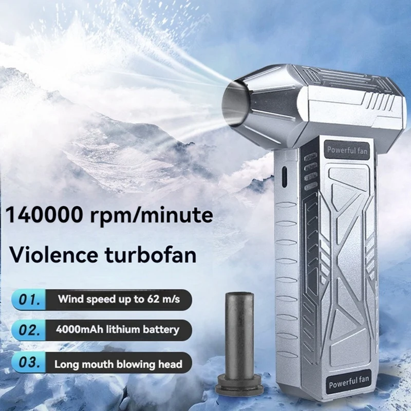 Air Blower 140000RPM Turbo Jet Fan Power Display Powerful Computer Dust Blowing Cleaning Tools Portable Hand Fan