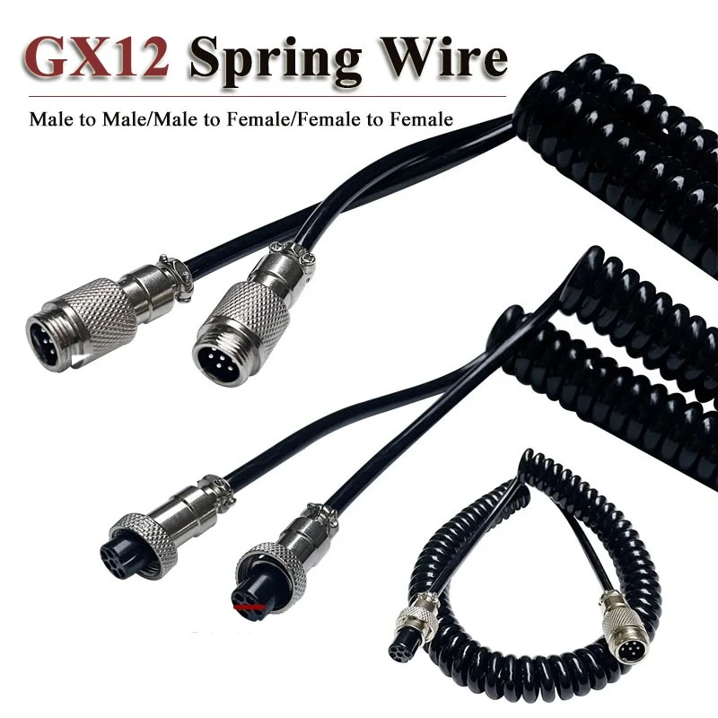 

GX12 2/3/4/5/6/7pin авиационная вилка пружинный провод между мужчинами и женщинами телескопическая линия gx12 выпрямление 100 см/39,37 дюйма спиральный кабель