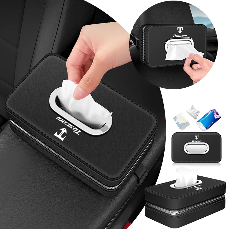 Car Tissue Box Leather Paper Towel Storage Bag Accessories For Hyundai Tuscani Coupe Tiburon Santa Fe MX5 I30 I20 IX35