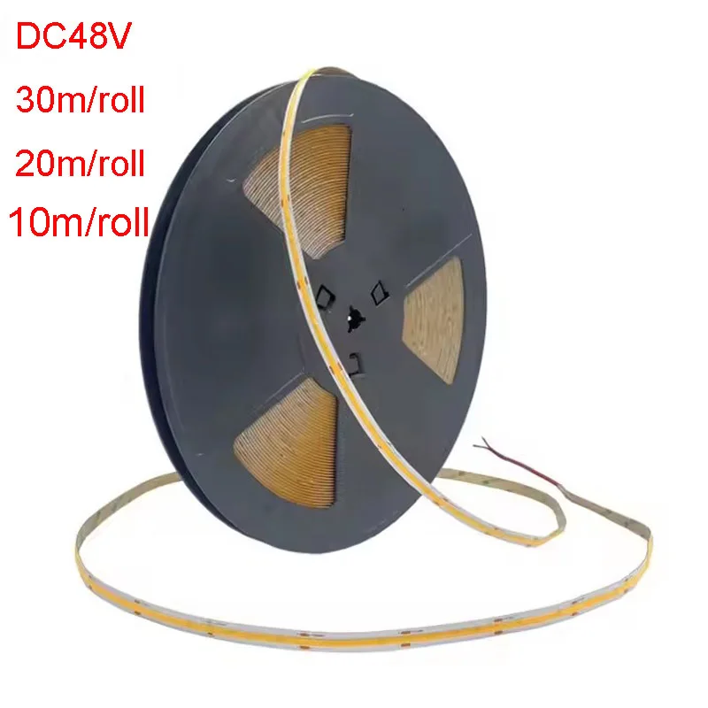 10m 20m 30m No End Drop 48V C0B Flexible Soft LED Strip Exhibition Hall Museum Corner Wall Light 3000K Nature White 4000K 6000K