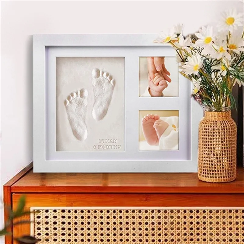 1 Set Newborn Baby Hand Foot Print Baby Milestone Decor Gift DIY Photo Frame With Mold Clay Imprint Kit Non-toxic Baby Souvenirs