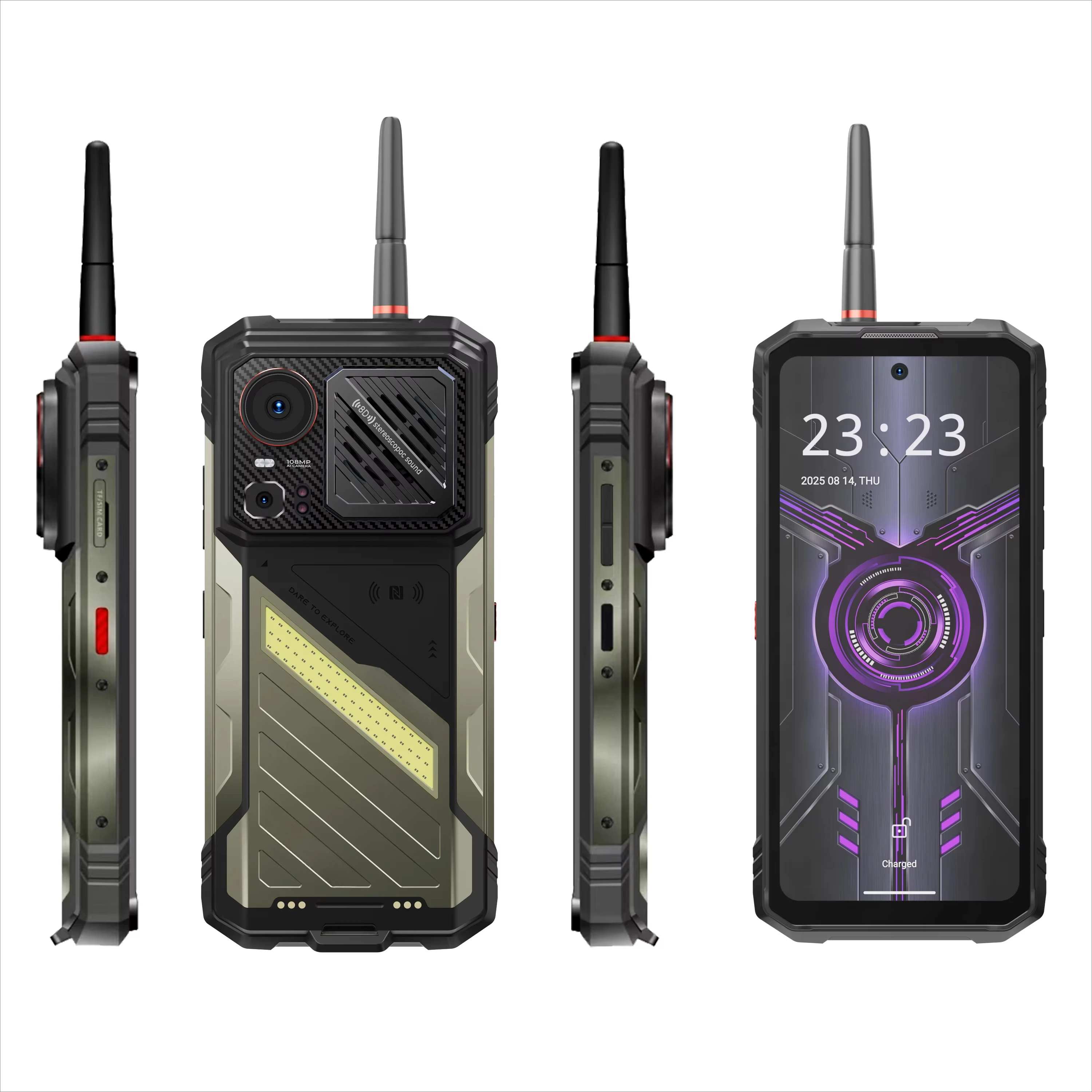 Rugged 5G LTE Smartphone  IP69K Water Resistant 12000mAh  108MP  120Hz Display 125dB Loudspeaker