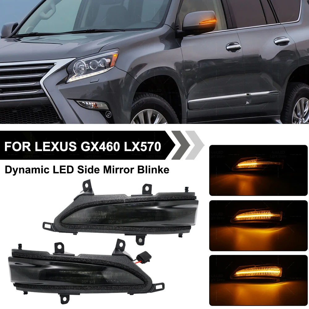 

2PCS Dynamic Side Mirror Blinker Light For Lexus GX460 J150 LX570 J200 NO Error LED Turn signal Lights Pure Amber Indicator Lamp