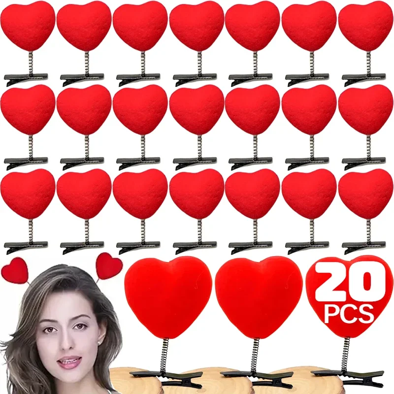 Pinza para el pelo de dibujos animados para bodas, pinzas para el pelo en forma de corazón de felpa 3D, horquilla, Clip de pico de pato a la moda, accesorios para fiesta, regalo del Día de San Valentín