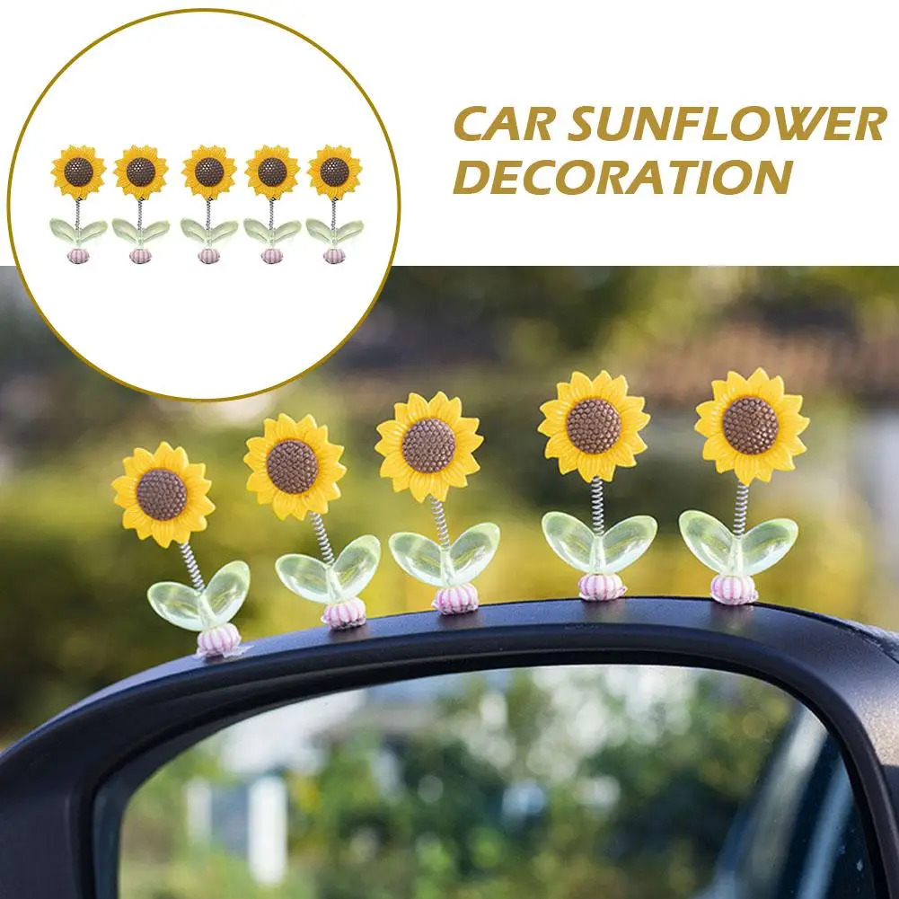 

Shaking Head Sunflower Car Decoration Adhesive Yellow Gift Figurine Doll Car Flower Ornament Toy Decoration S9W7