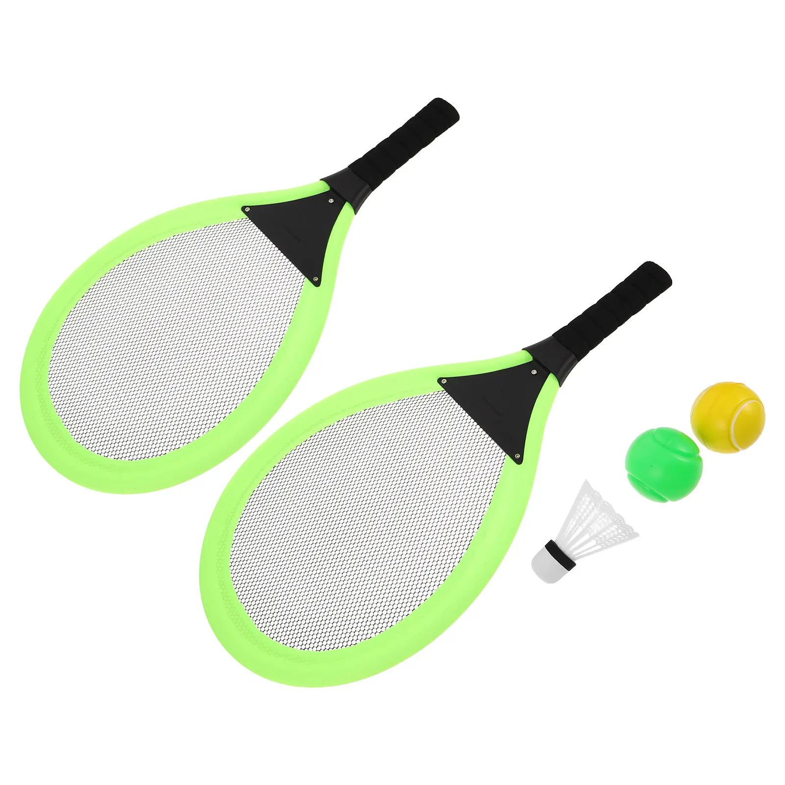 

2Pcs Tennis Racket Set Green Plastic Outdoor Sports Paddle Bats Training Equipment Beginner Rackets