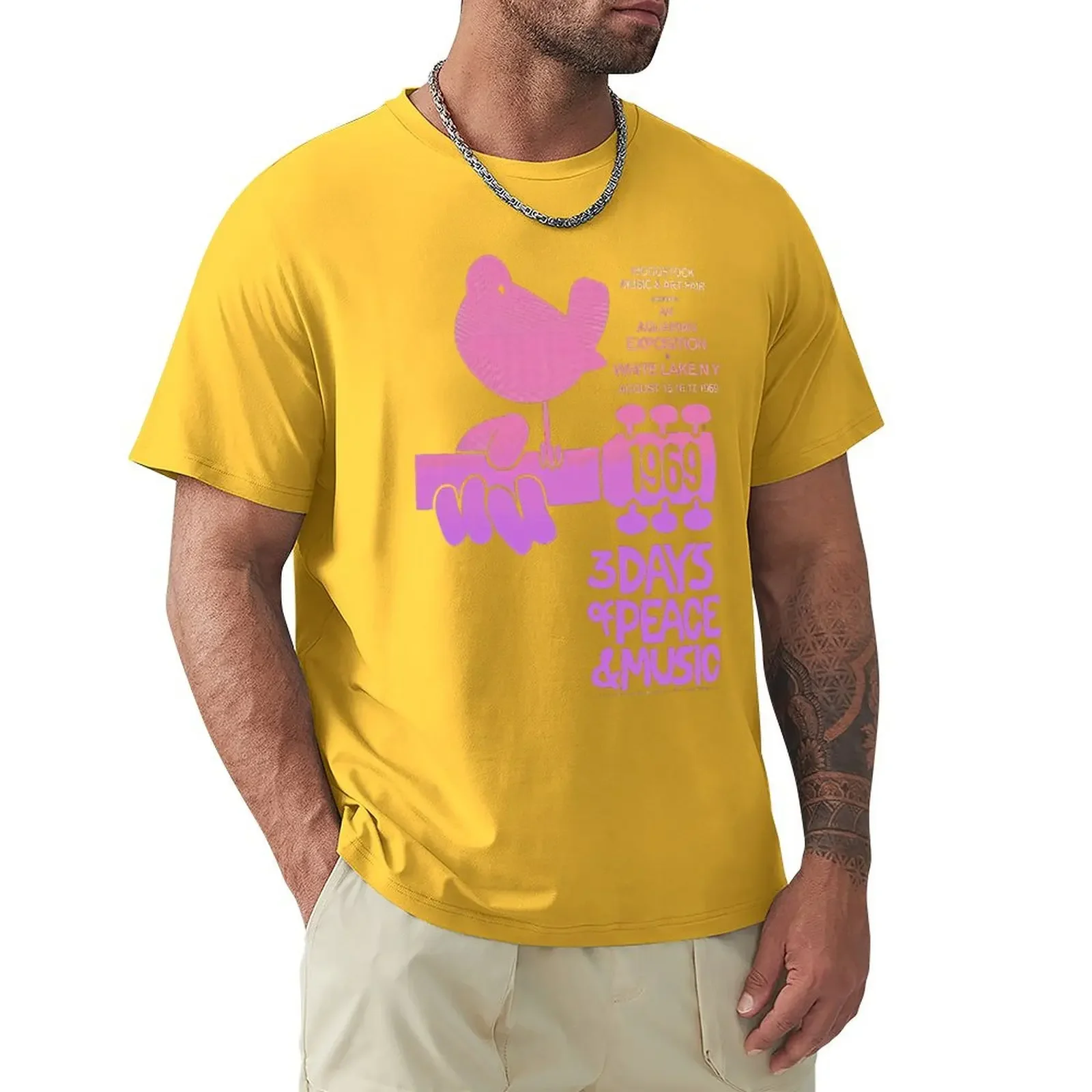 Woodstock - Pink Aquarian Shirt Short Sleeved TShirt Fashion Cotton T-shirt Tee Shirts Tops