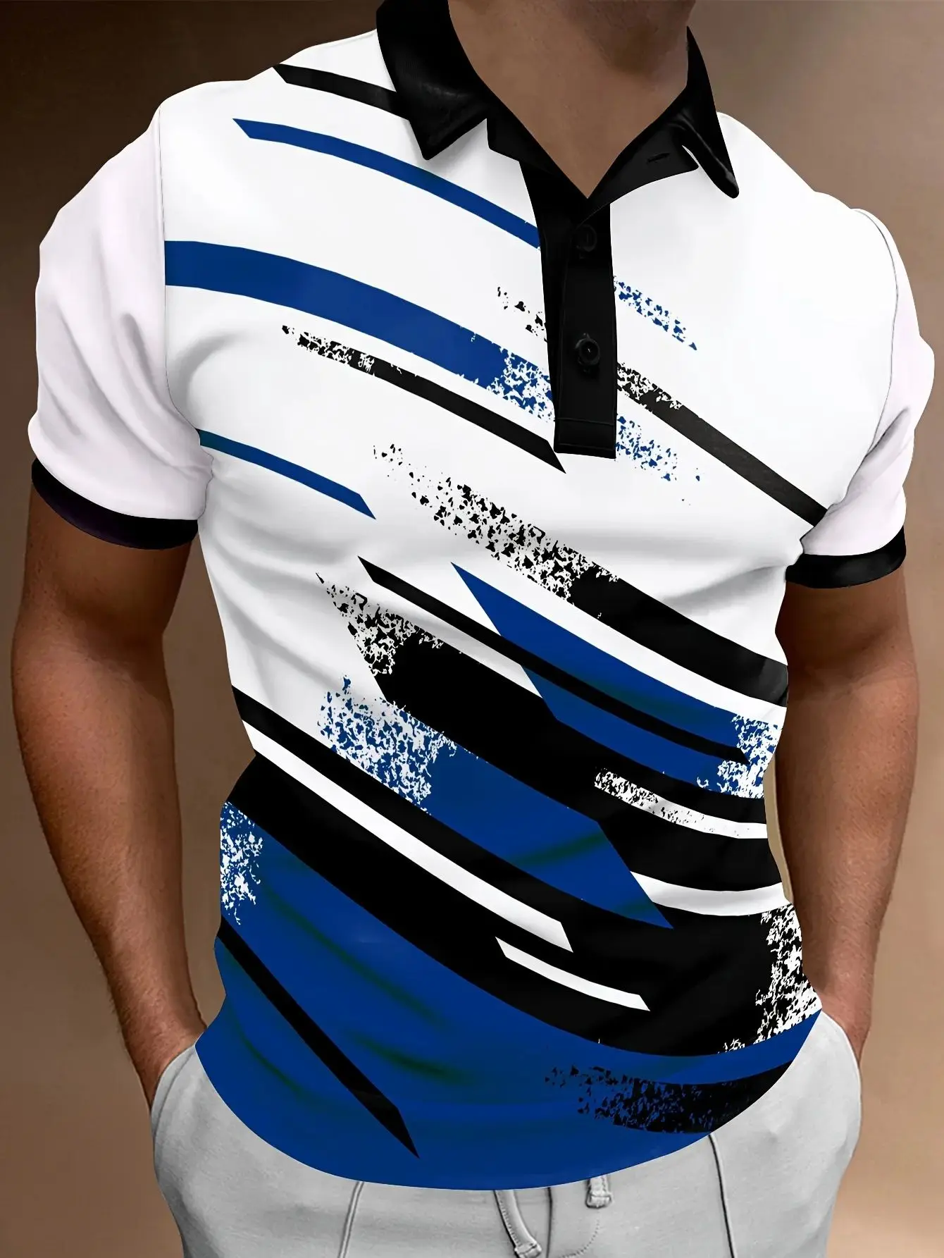 

The new 3D pattern printed casual breathable and comfortable lapel top for summer 2025 is suitable for daily use
