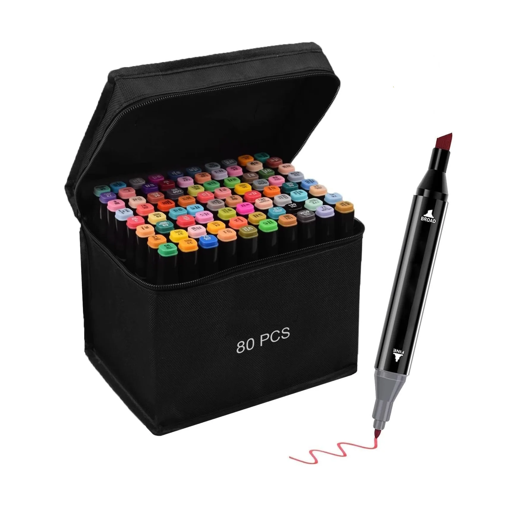 80 Colored Alcohol Markers Marker Set, Colouring Pens, Markers, Art pens for Drawing, Sketching, Anime and Colouring Books