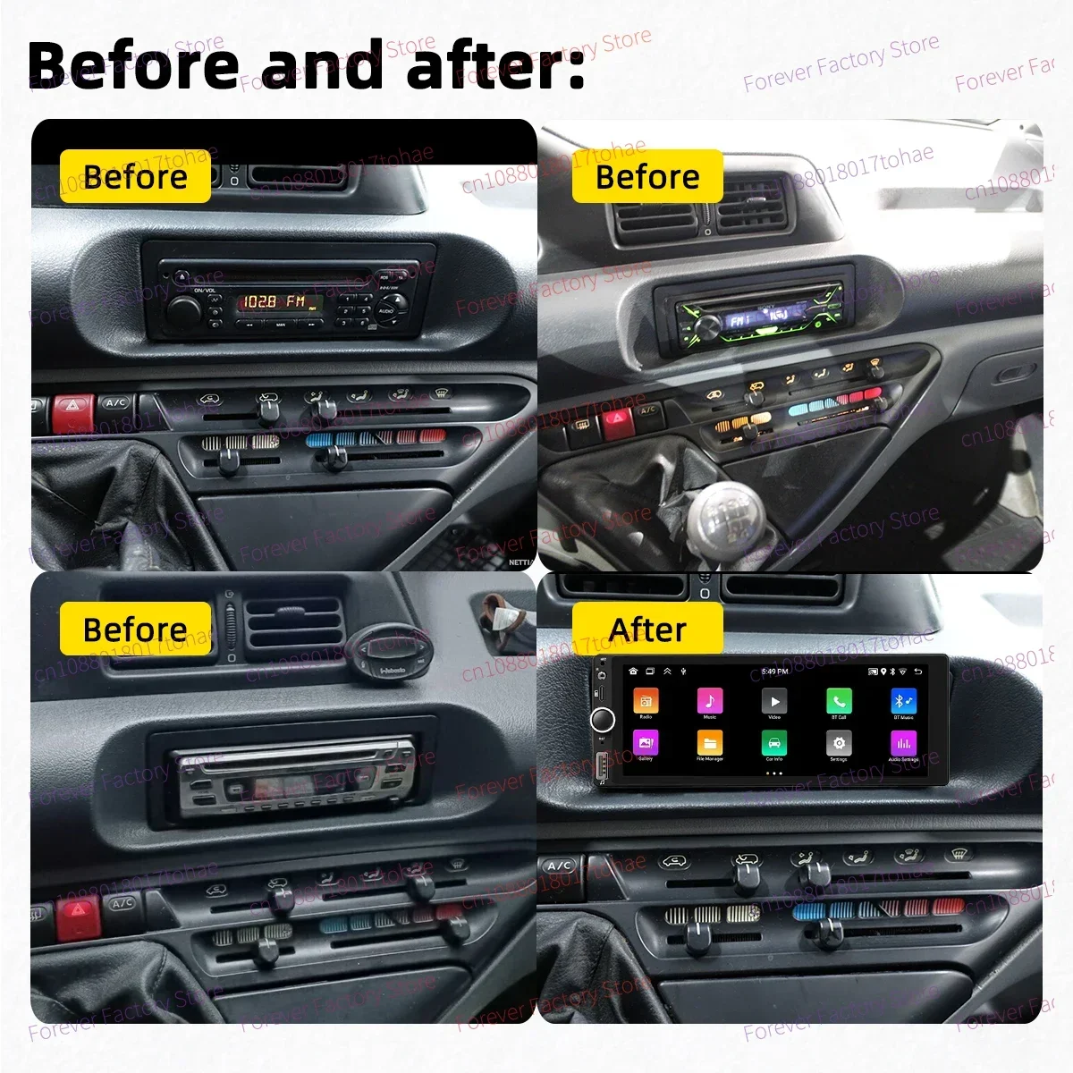 1 Din Android Radio For Fiat Scudo 1995-2006 Carplay Android Auto 6.86 Inch Screen Stereo Car Multimedia Head Unit GPS BT WIFI