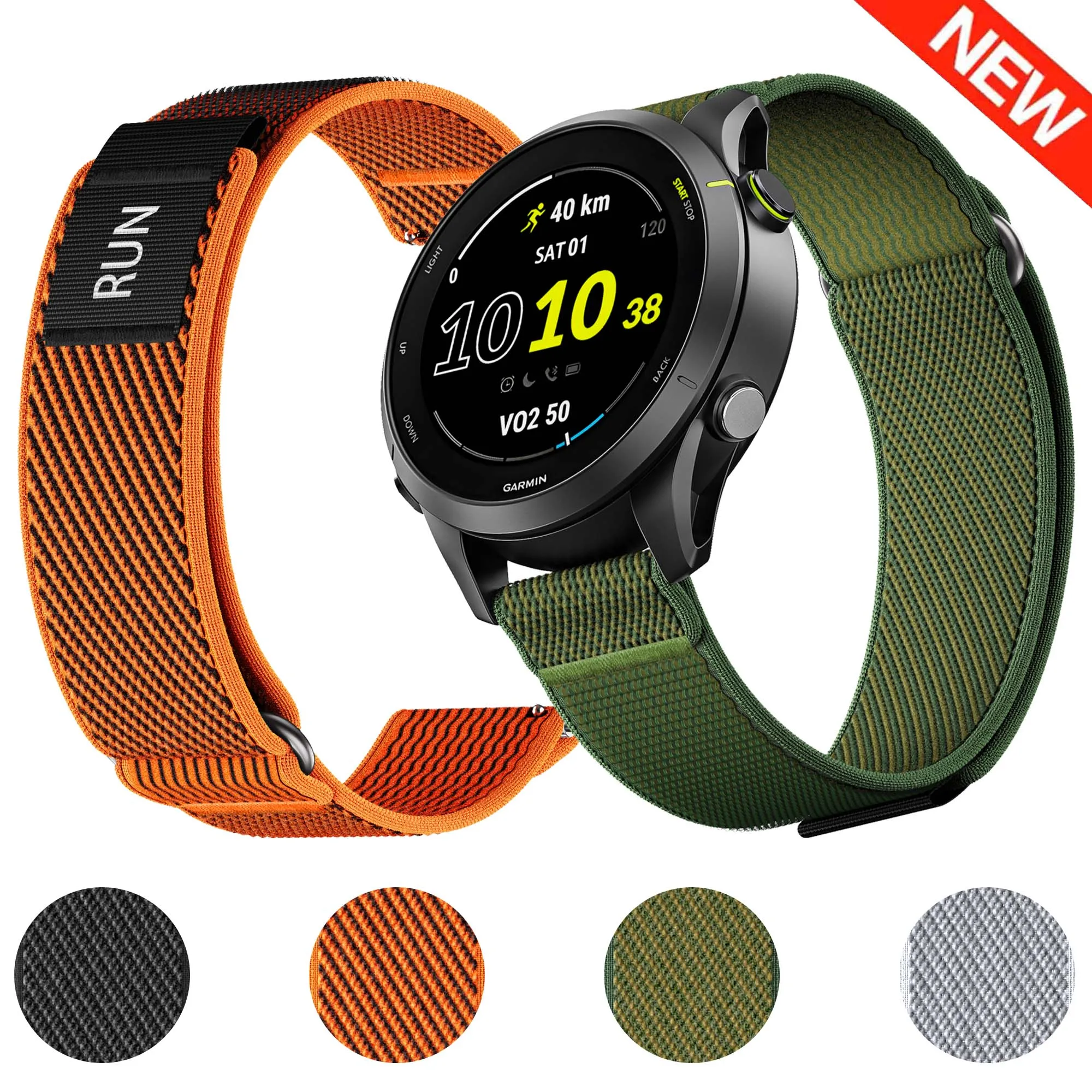 20mm Militär-Klettverschluss-Nylon-Smartwatch-Armband, 22mm Universelles Uhrenarmband für Samsung Galaxy, Weiches Klettverschluss-Nylonband