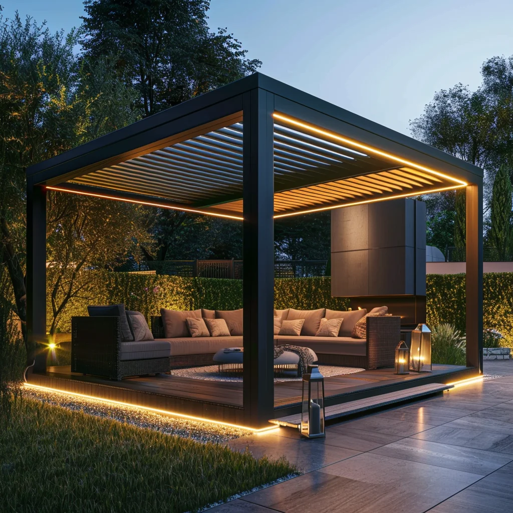 Factory Custom Made Adjustable Blinds Aluminum Alloy Pavilion Anodizing Outdoor Gazebo Value for Money Rectangular Pergola