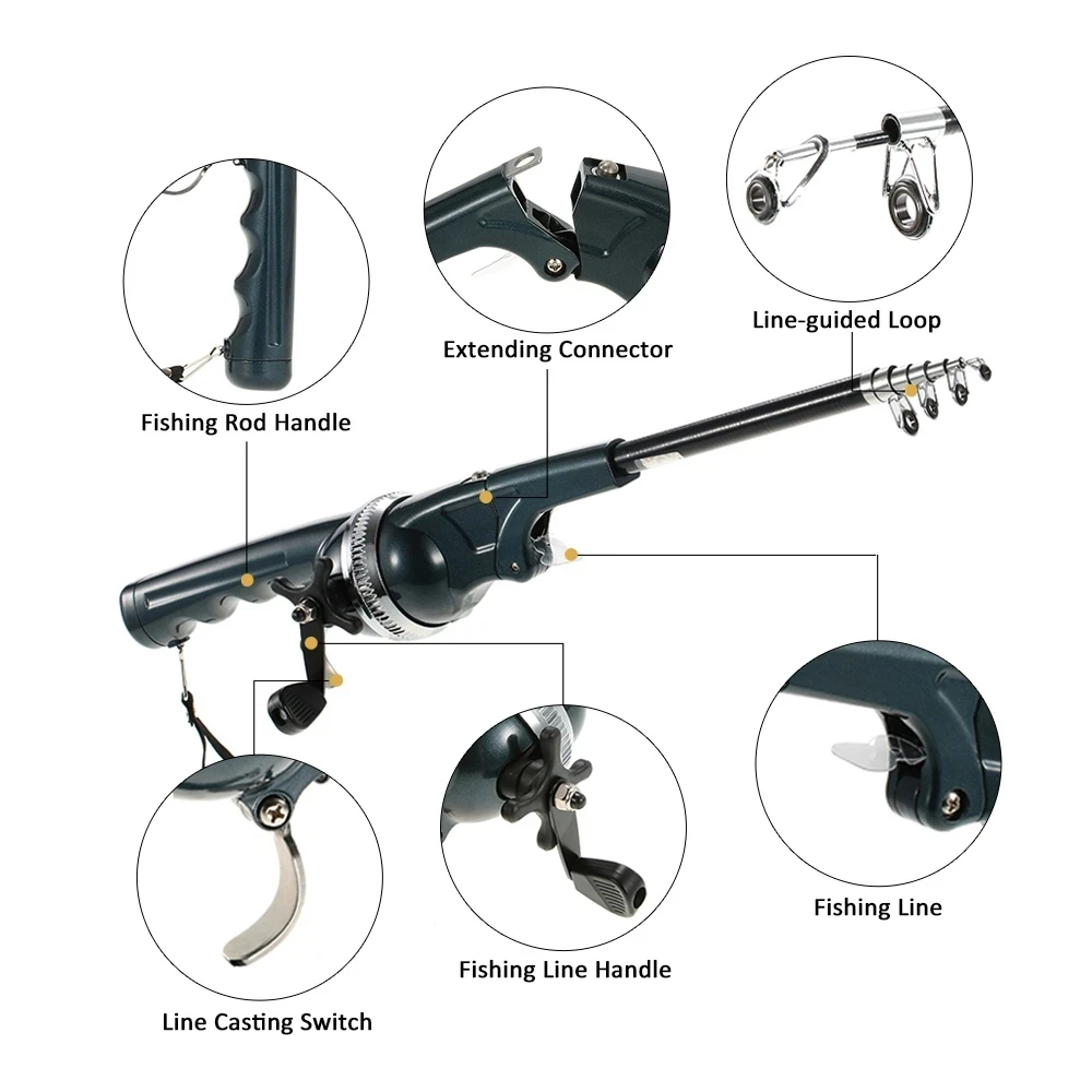 Travel Folding Mini Rod for Fish High Quality Foldable Fishing Rod With Line Portable Pocket Throwing Rock Telescopic And Reel