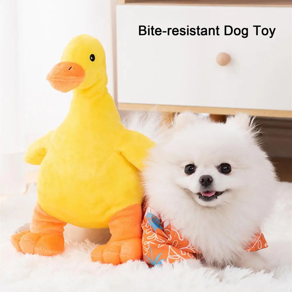 

Dog Toy Durable Duck Shaped Dog Toy for Play Chews Squeaky Pet Toy to Relieve Boredom Molar Stress Plush Stuffed for Pet