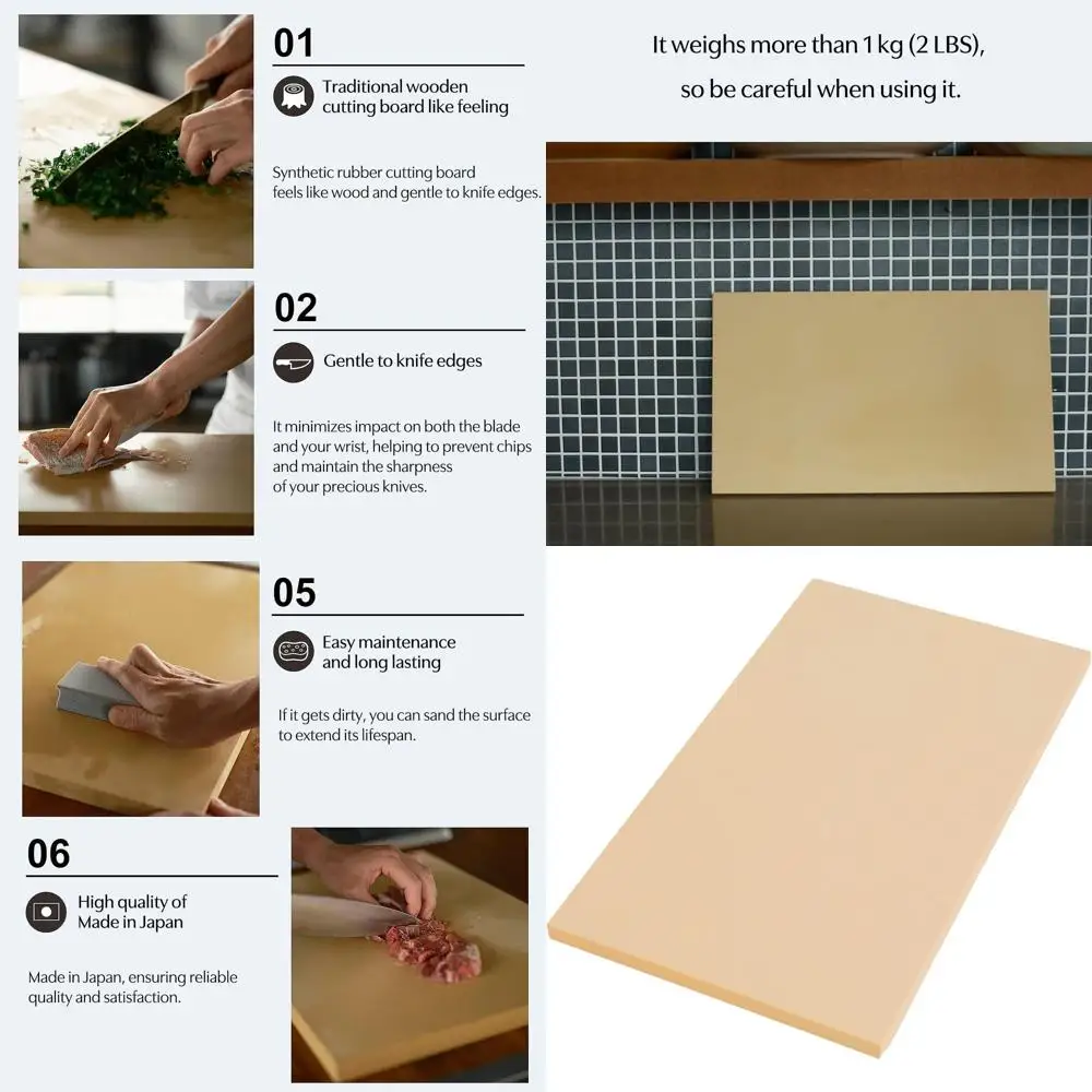 

Japanese Asahi NE05103 Cook's Rubber Cutting Board, 16.5 x 9.8 x 0.5, Home Kitchen Use