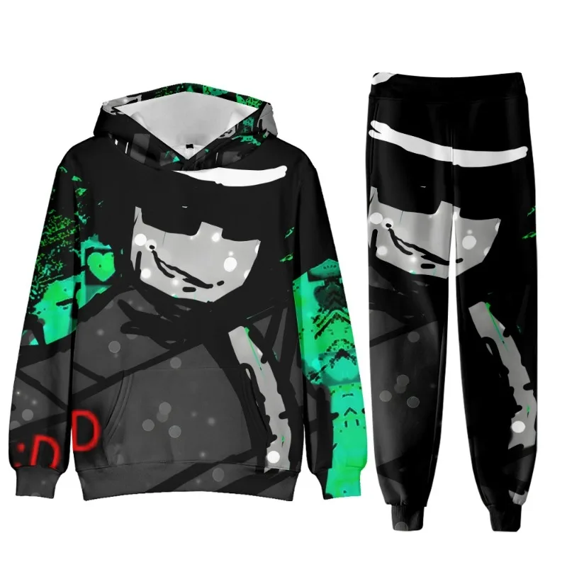 

Creative Cartoon Roblox Forsaken Chance Figure Peripherals Cartoon 3D Printed Digital Hoodie with Hat and Leg Binding Pants Set