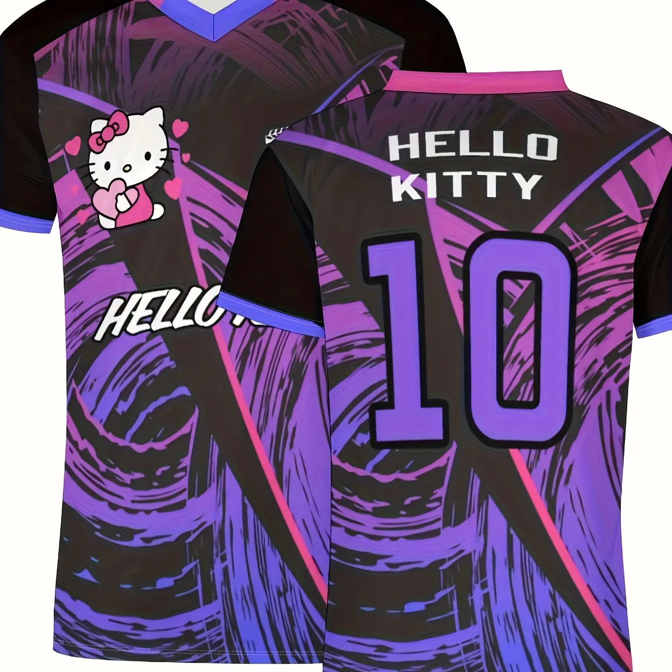 

2026 Детская/взрослая футболка с короткими рукавами Hello Kitty для мужчин и женщин, летняя модная дышащая быстросохнущая футбольная майка для отдыха