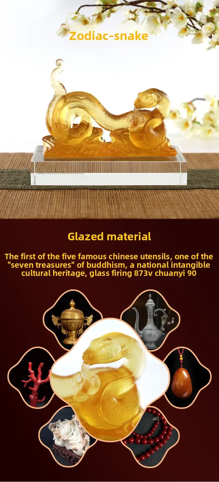 المزجج زودياك الأفعى روي كريستال الإبداعية محظوظ منضدية زخرفة ديكور المنزل التميمة الحرفية هدية