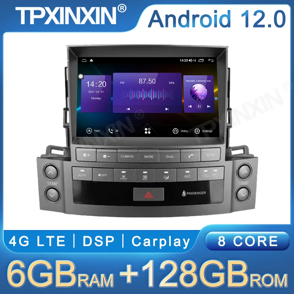 Android13 Car GPS Navigation 6+128GB For Lexus LX570 2007-2015 Wireless Carplay Stereo Headunit Multimedia Player Auto Radio DSP