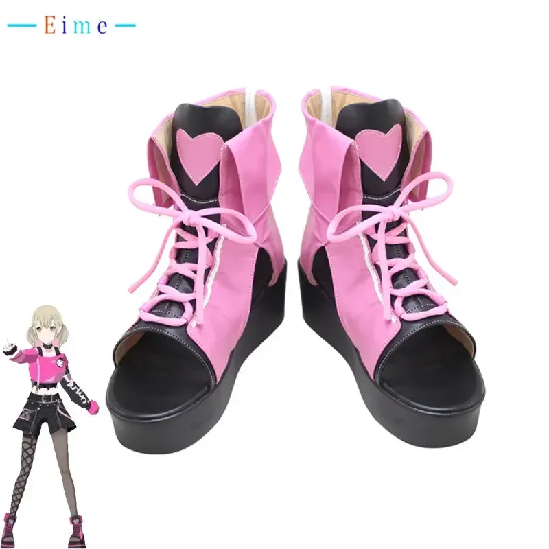 PJSK Azusawa Kohane Cosplay Shoes PU Leather Shoes Halloween Carnival Boots Cosplay Props Cute Pink Shoes Big Size Custom Made
