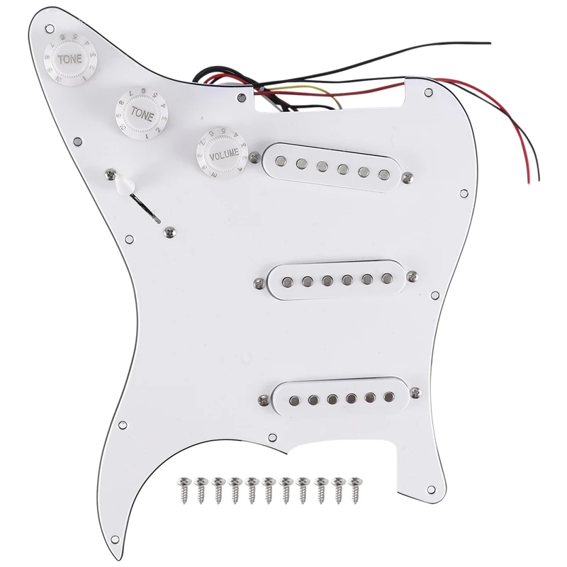 

Single Coil Pickup SSS Electric Guitar Loaded Prewired Pickguard Scratch Plate Strat 11 Holes 3Ply For ST SQ Guitar