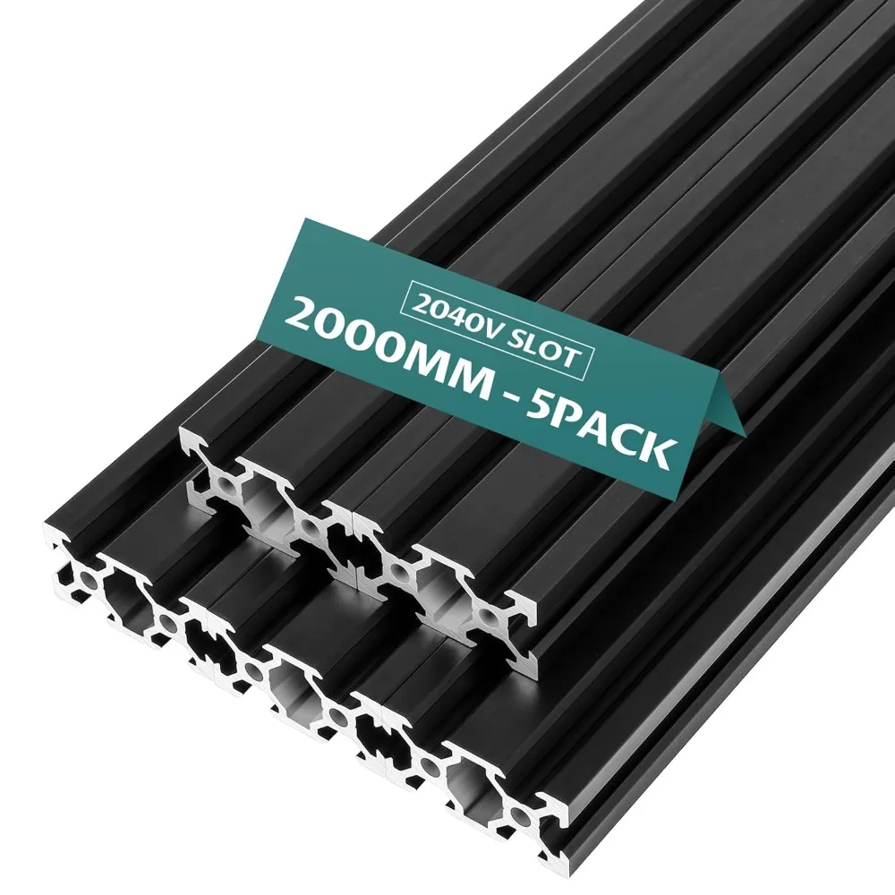 2000mm 5Pcs BlackAluminum Extrusion European Standard 2040 V Slot Anodized Linear Rail for 3D Printer Parts - NEW