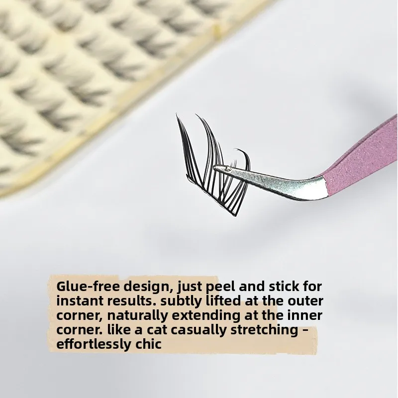 Klebefreie & Aufklebbare Fox-Eye-Wimpern, Natürliche, Wispy, Geschwungene Wimpern ohne Klebstoff, Flügelwimpern für Ober- und Unterwimpern, Künstliche Wimpern – Detail 4
