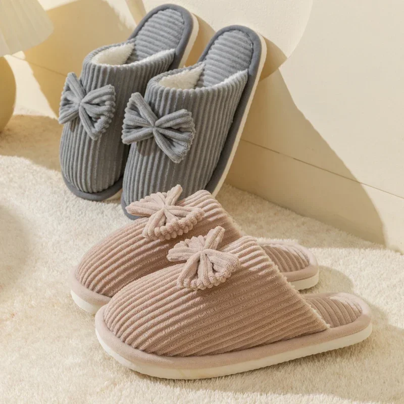 

Fashionable Women's Bowknot Sippers Plush Warm Indoor House Shoes for Winter Home Lightweight and Comfortable&Soft Warm Slippers