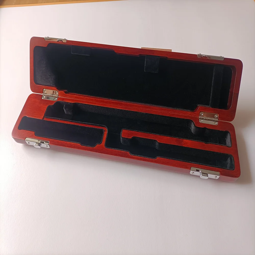 High Quality 17 Hole Maple Wood Hard Flute Case, For B Foot B-Flat Flute Portable Durable Storage Box