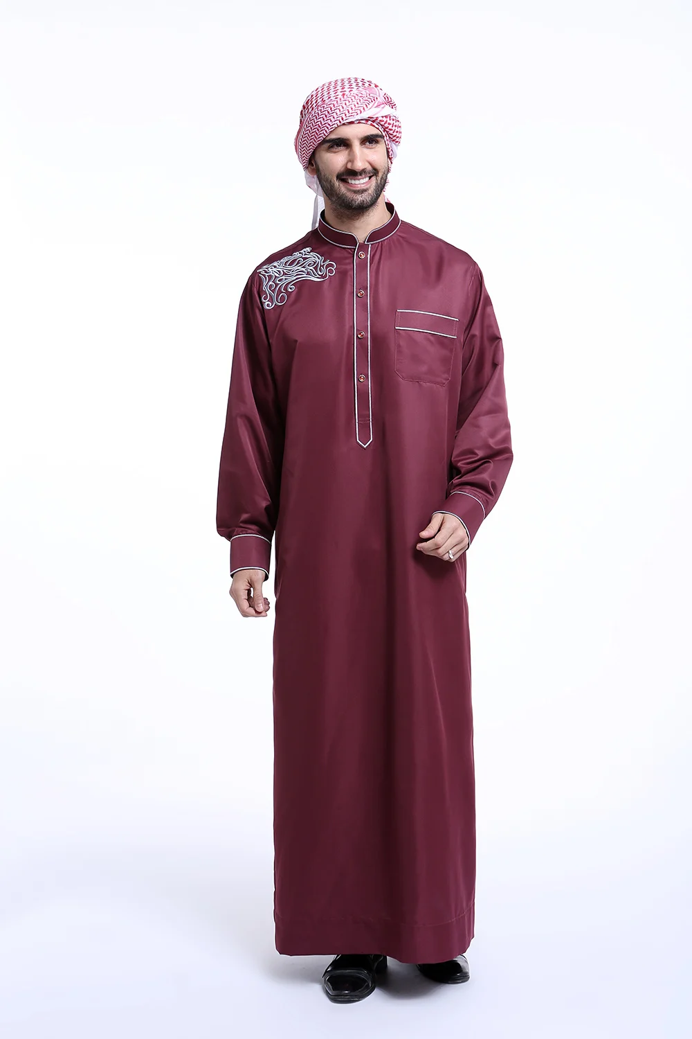 Pria Muslim Baru Jubba Thobe Pakaian Islami Ramadhan Pria Abaya Thawb Jubah Panjang Pakaian Saudi Musulman Kaftan Jubah Dubai Gaun Arab