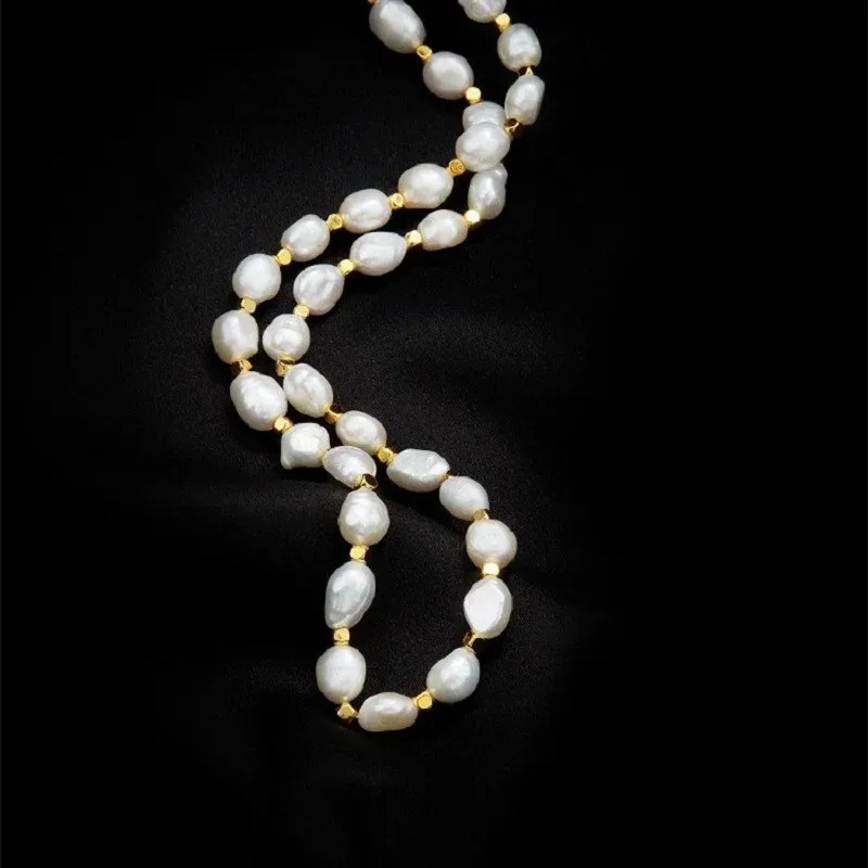 

Minar Statement Baroque Freshwater Pearl Beaded Necklace for Women Wholesale 14K Real Gold Plated Copper Beads Strand Chokers