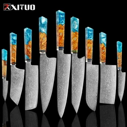 XITUO Damascus Knife Set Kitchen Knife Damascus Steel VG10 Chef Knife Santoku Knives Japanese Knife Home kitchen tools best gift