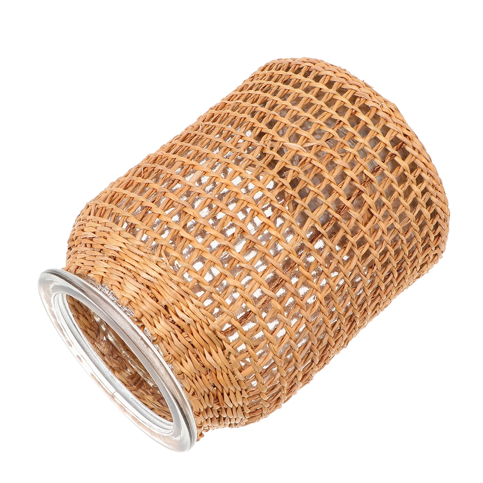 

1pc Grass Woven Glass Vase Decorative Flower Vessel For Dried Flowers Hydroponic Plant Arrangement Desktop Home Adornment