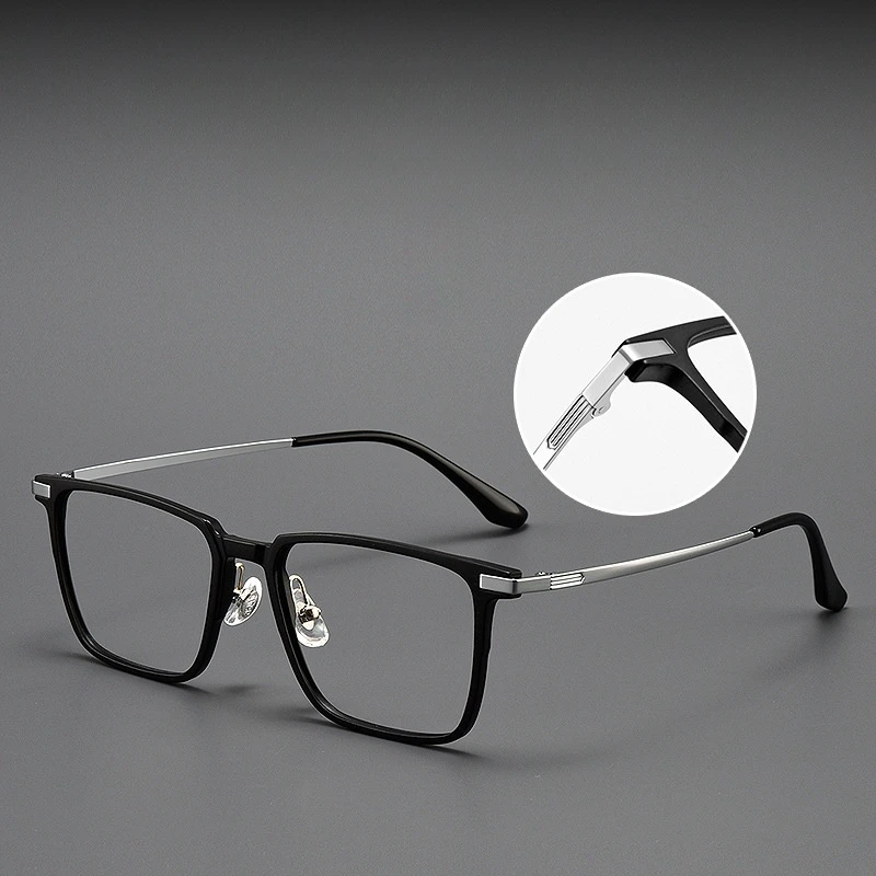 FIRADA Fashion Comfortable Eyeglasses Retro Square Titanium Eyewear Plus Size Prescription Glasses Frame For Men Women 93006-C