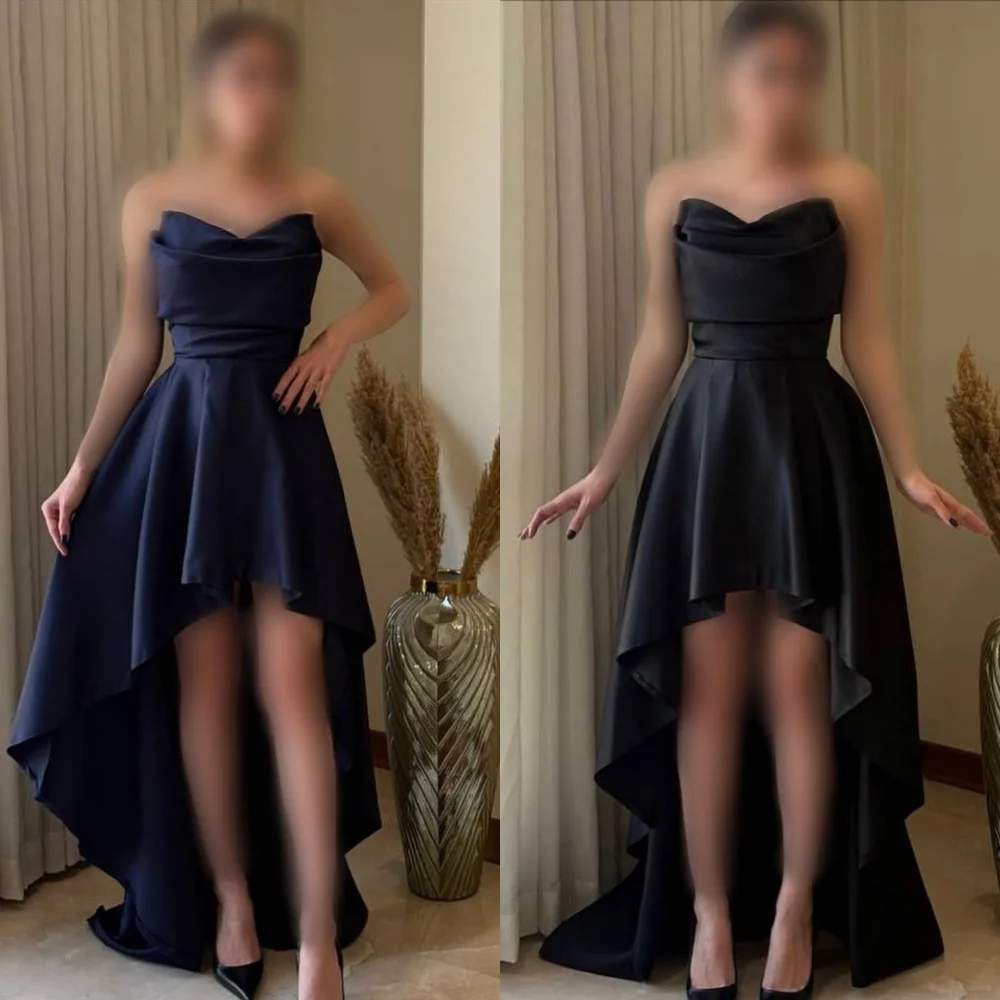

Customized High Quality Elegant Jersey Ruched Pleat A-line Sweetheart Hi-Lo Dresses Bespoke Occasion Dresses Modern Style Sexy