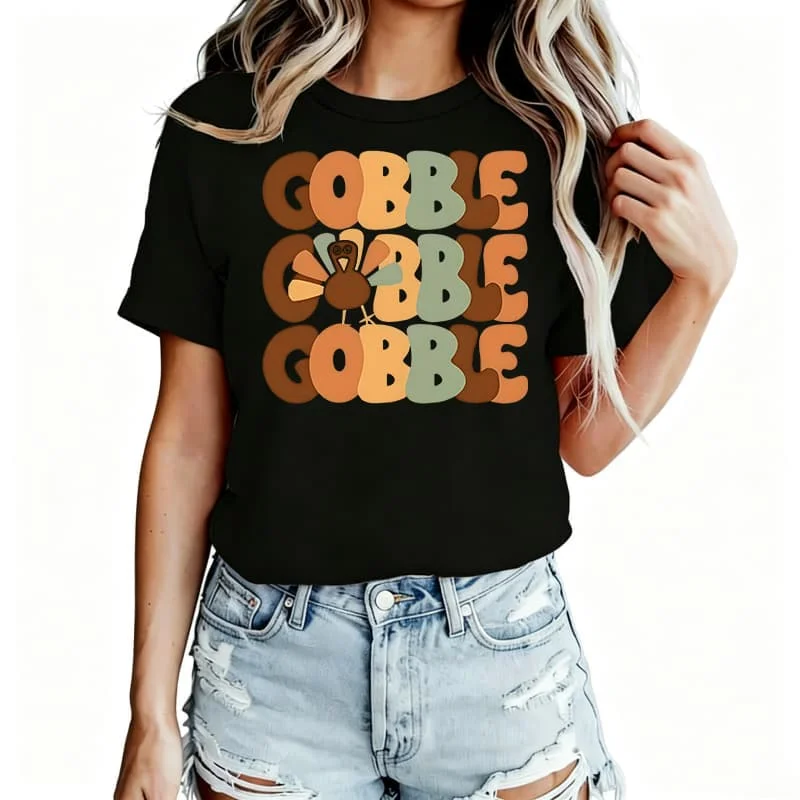 Thanksgiving Women's T-Shirt 100% Cotton Funny Graphic Short Sleeve Tee Novelty Shirt Casual Crew Neck Top S-5Xl