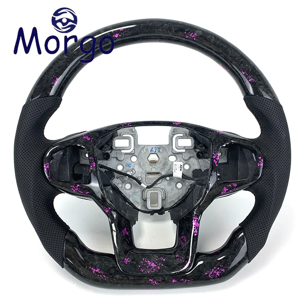 Racing Style Design Custom Pink Purple Forged Carbon Fiber Steering Wheel for Ford Explorer Interior Accessories