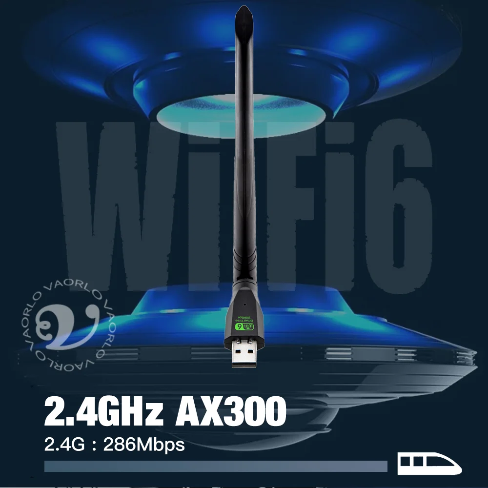 محول شبكة AX286 USB 6 جديد، محول بطاقة شبكة 2.4 جيجا هرتز، دونجل واي فاي 802.11AX، مستقبل إشارة هوائي لأجهزة الكمبيوتر المحمولة التي تعمل بنظام التشغيل Windows 10 11، برنامج تشغيل مجاني، يدعم اتصال MU-MIMO متعدد الأجهز
