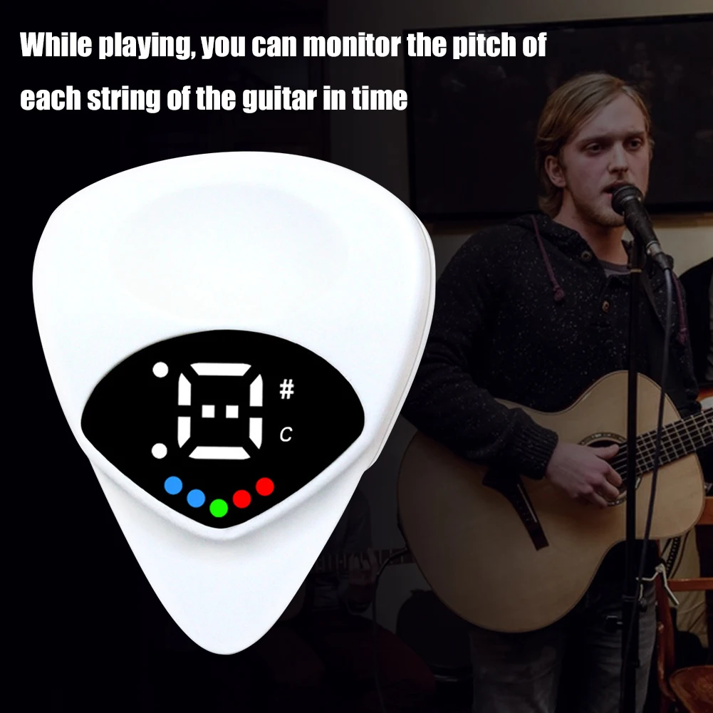 2-in-1 Guitar Picks Tuner Digital Electronic Tuner Acoustic Guitar Tuner for Acoustic Electric Guitar Bass Mandolin