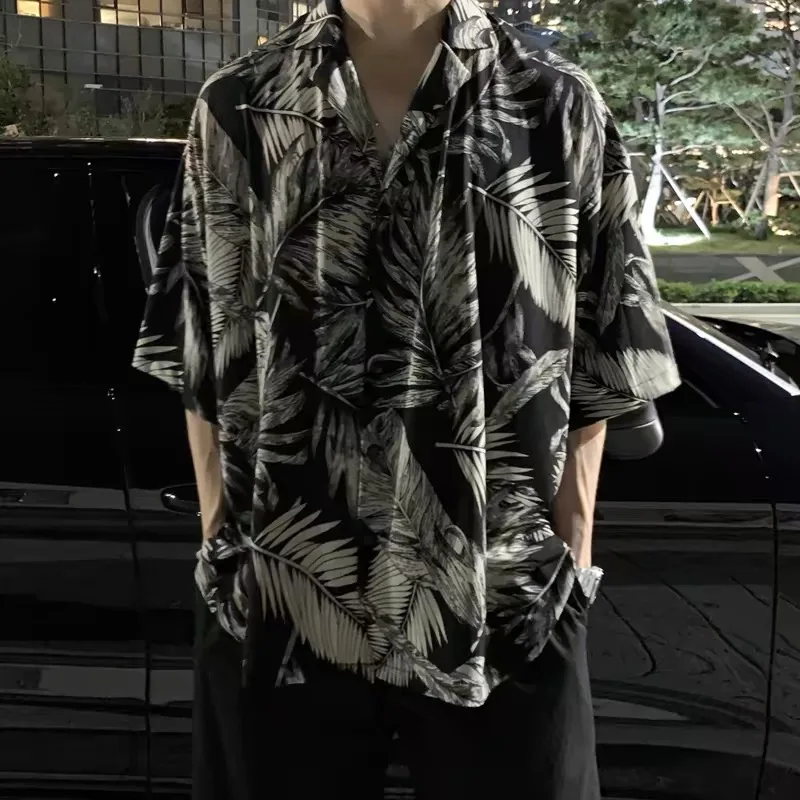 

Hawaiian Floral Print Loose Fit Men's ort Sve irt Summer Thin Sle Casual Faionable Breathable Outerwear Coat