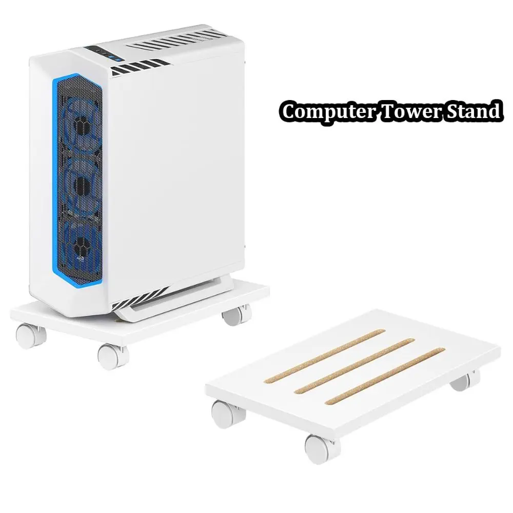 

Elevate Computer Tower Stand Ventilation Heat Dissipation Computer Stand with 4 Caster Wheels Desktop Tower PC Tower Holder