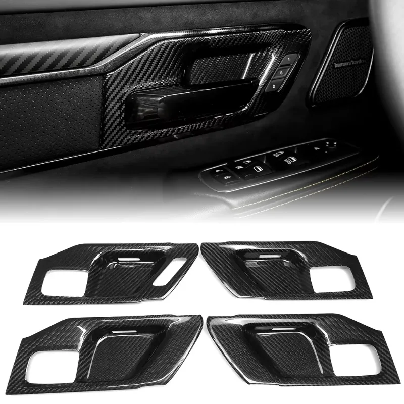 Dry Carbon Fiber Interior Side Door Handle Grab Cover Trim for Ram 1500 TRX Rebel Limited Laramie 2019 2020 2021 2022 2023 2024