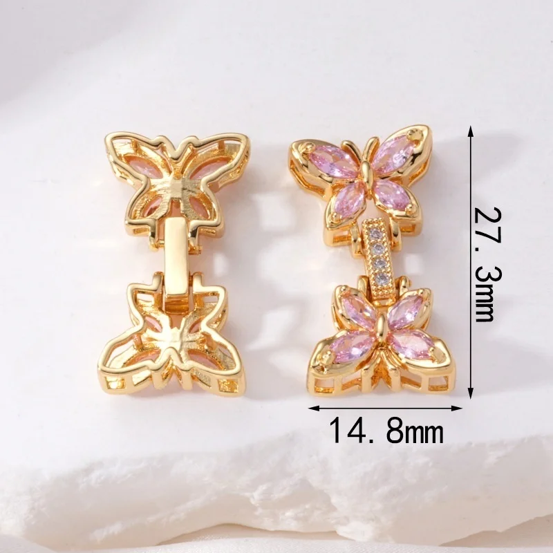 1 Piece Pearl Necklace Connection Buckle Inlaid with Purple Zircon Knot Bow Snap Buckle DIY Jewelry Making Materials Accessories