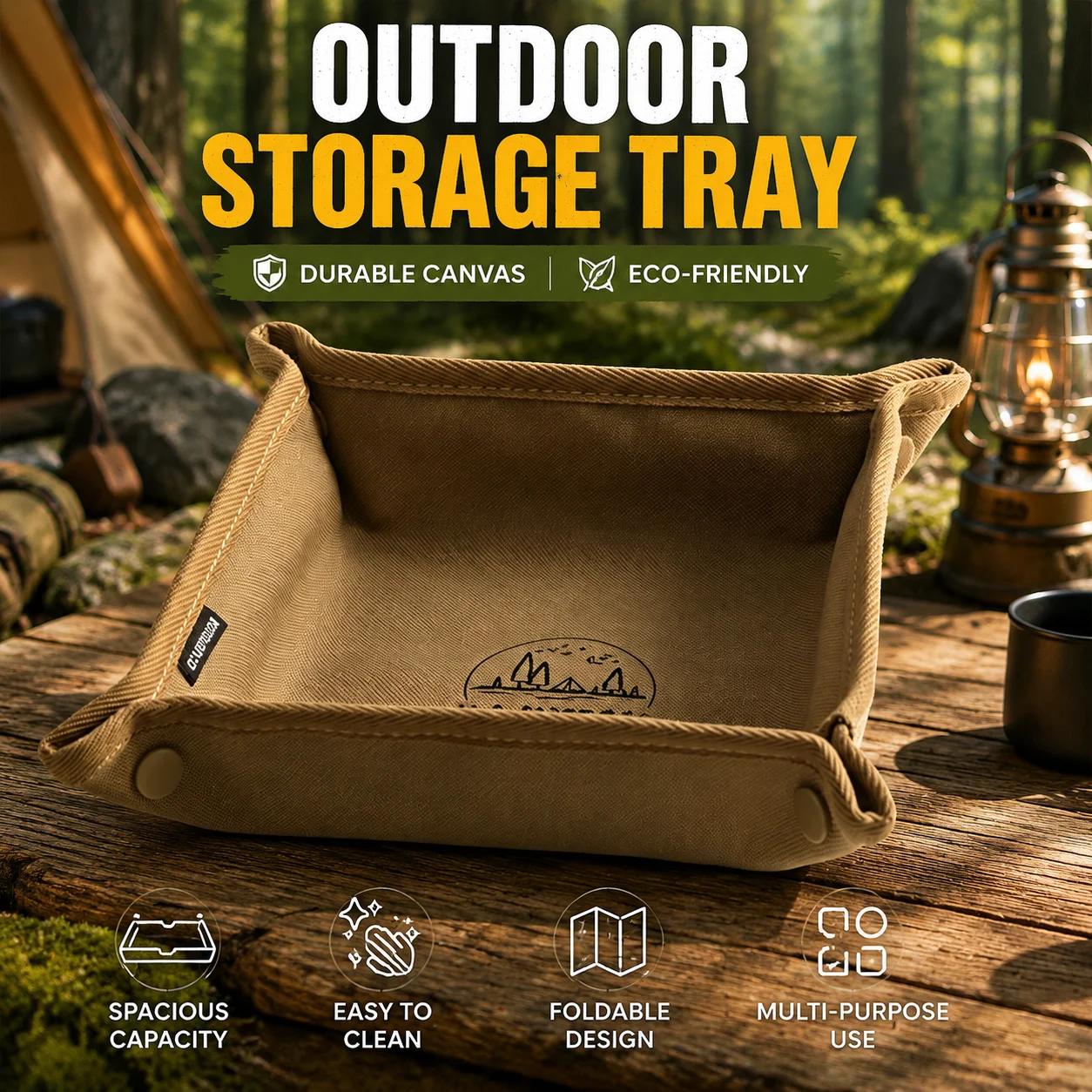 Camping Storage Tray Home Travel Storage Box Outdoor Camping Portable Folding Table Stacked Square Clutter Storage Tray 1/2/4pcs