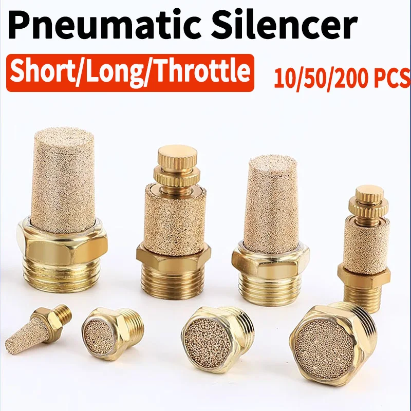 

10/50 PCS Pneumatic Exhaust Muffler Silencers Fitting Noise Filter Reducer Connector Copper Brass BSL M5 1/8" 1/4" 3/8" 1/2"