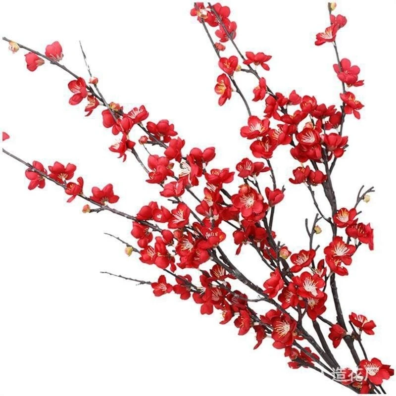 Artificial Plum Blossom Flower Branch Silk Flowers Wedding Party Home Garden Supplies DIY Scene Layout Table Decoration 15UB