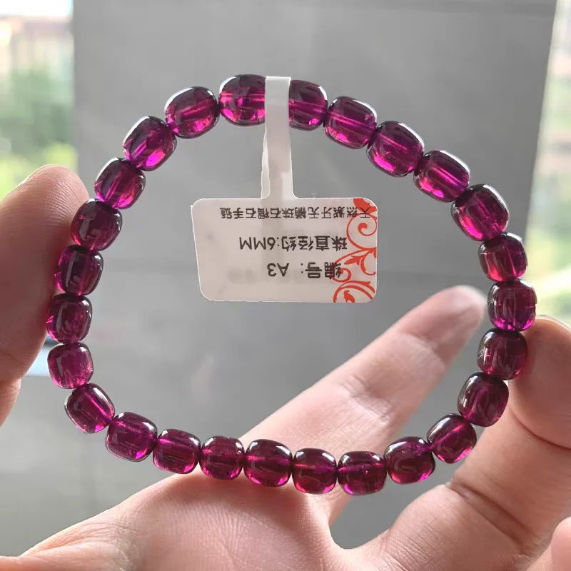 

Natural Purple Garnet Clear Beads Bracelet 6mm Gemstone Women Men Red Garnet Jewelry Stretch 6mm 7mm 8mm AAAAAA