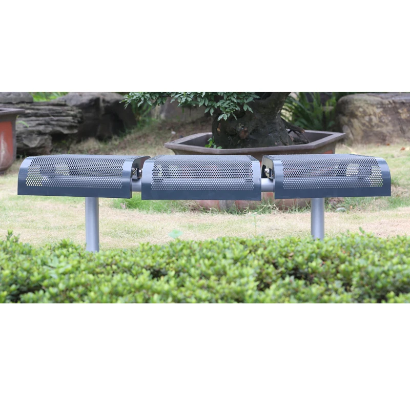 Outdoor furniture 2 seater curved metal mesh backless garden waiting bench seat