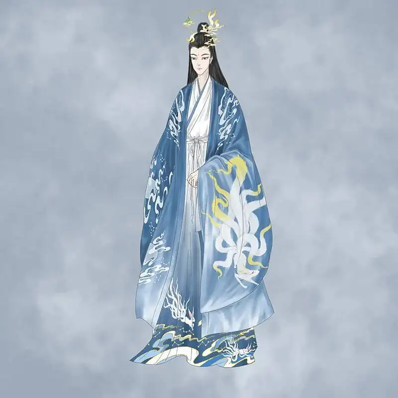 

Blue Hanfu Dresses Costume Chinese Style Traditional Wide Sleeve Fresh Suit Ancient Oriental Folk Performance